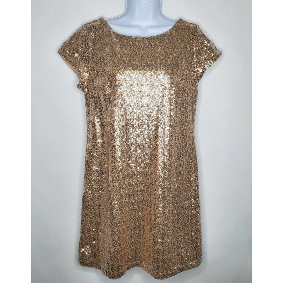 White House Black Market Dresses & Skirts - White House Black Market Womens All Over Sequin Short Sleeve Shift Dress Size M